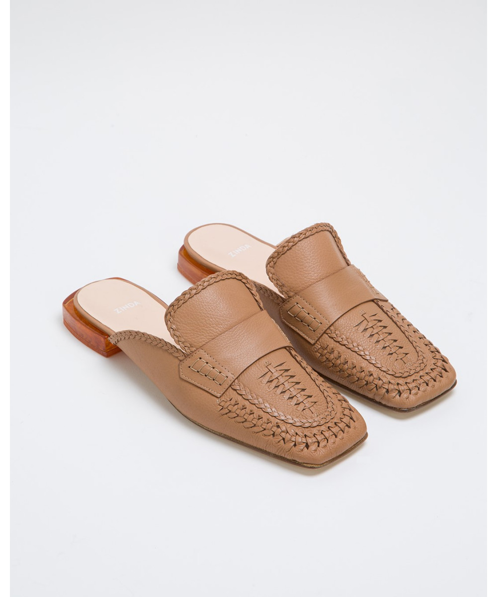 flat mules with buckle