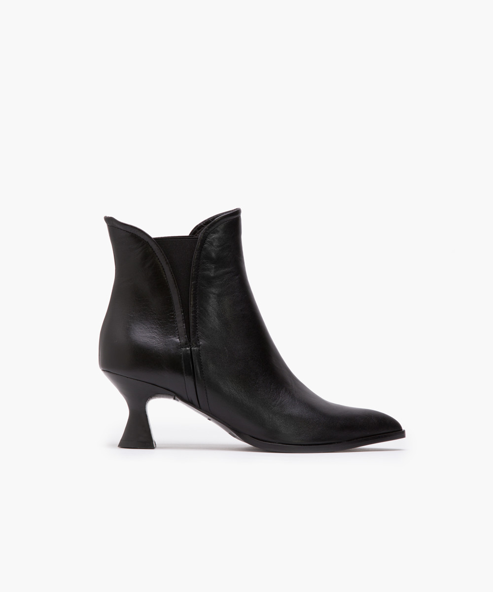 Black leather Chelsea-inspired low ankle boots
