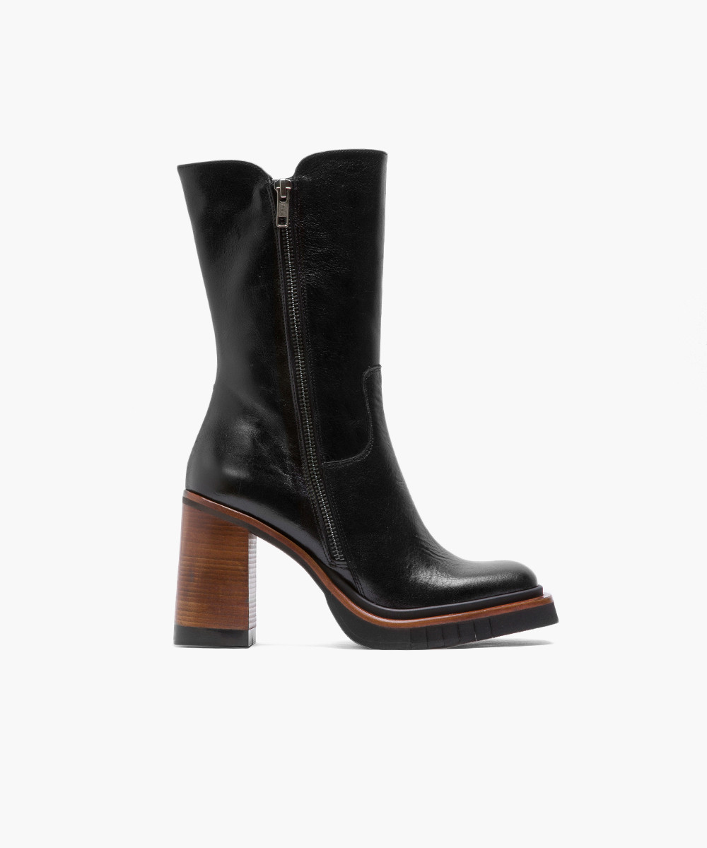 leather zip ankle boots