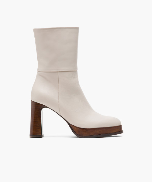 Off white leather ankle boots cheap
