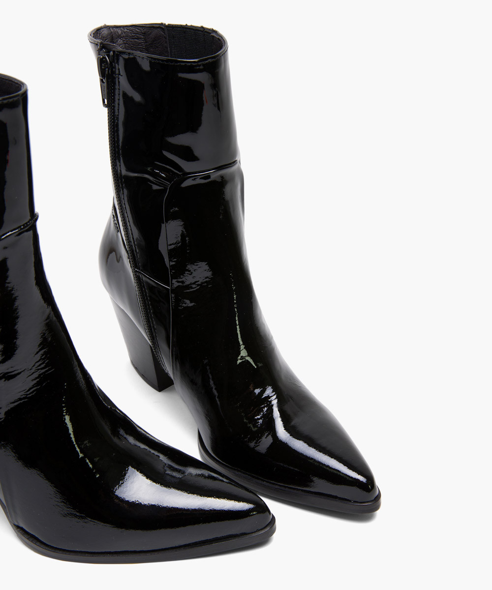 Black patent leather elasticated cowboy boots