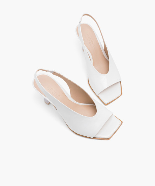 White open toe slingback heels sales