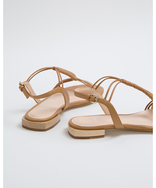 brown t strap flat sandals